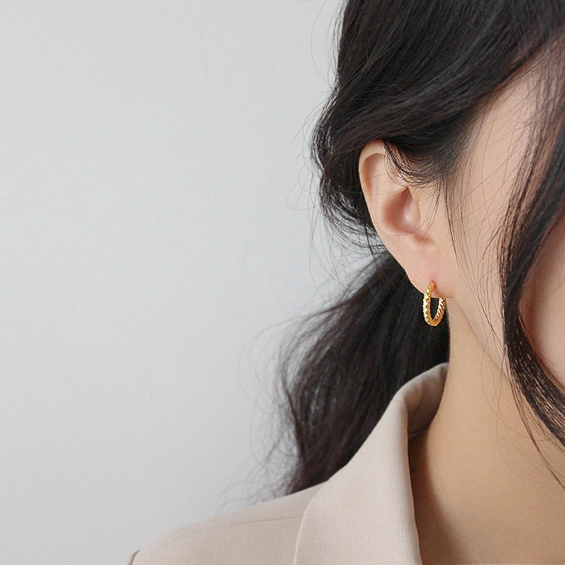 Modern Circle Silver Hoop Earrings