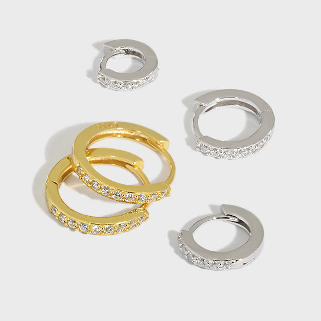 Casual Mini Geometry Cubic Zirconia Circle Silver Si