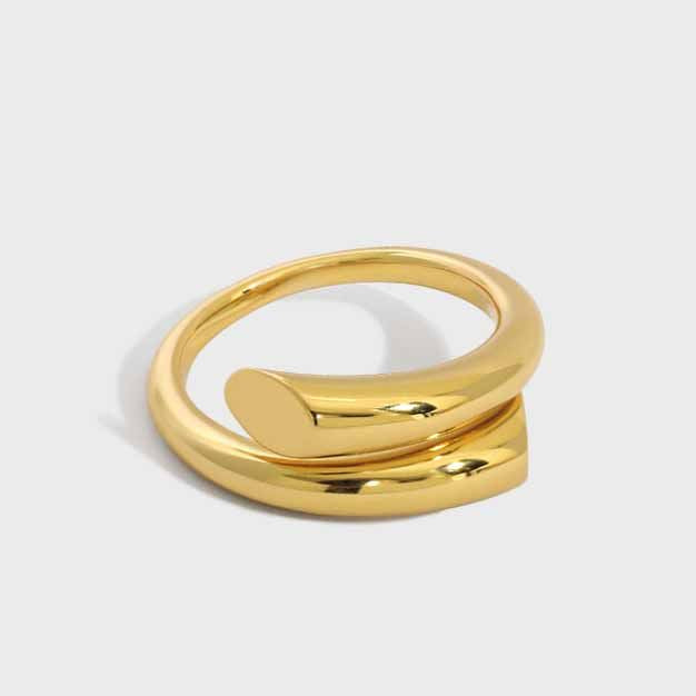 Minimalism Line Crossing Silver Adjustable Ri