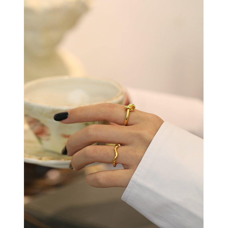 Simple Irregular Wave New Silver Ring