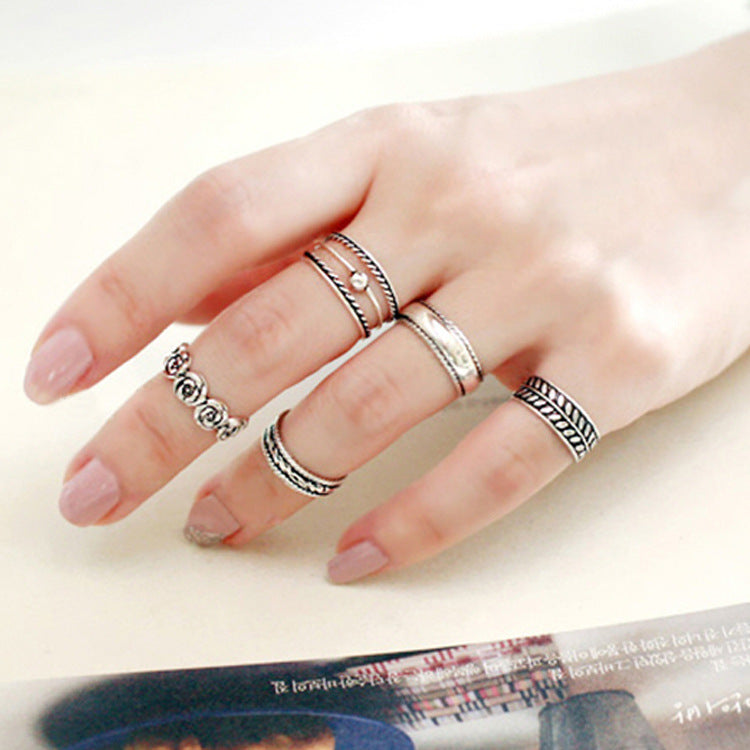 Vintage Twisted Flower Bohemia Silver Adjusta