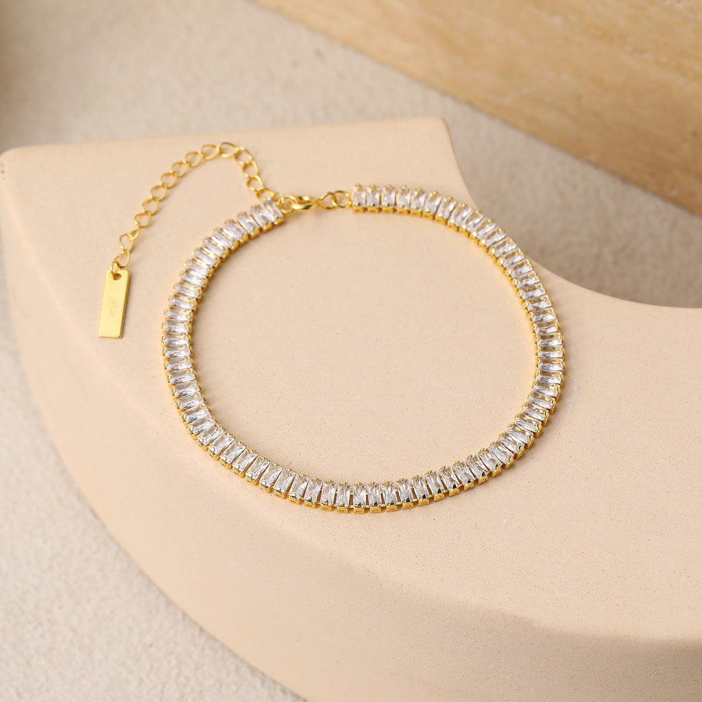 Elegant Rectangle Cubic Zirconia Geometry Silver Sil