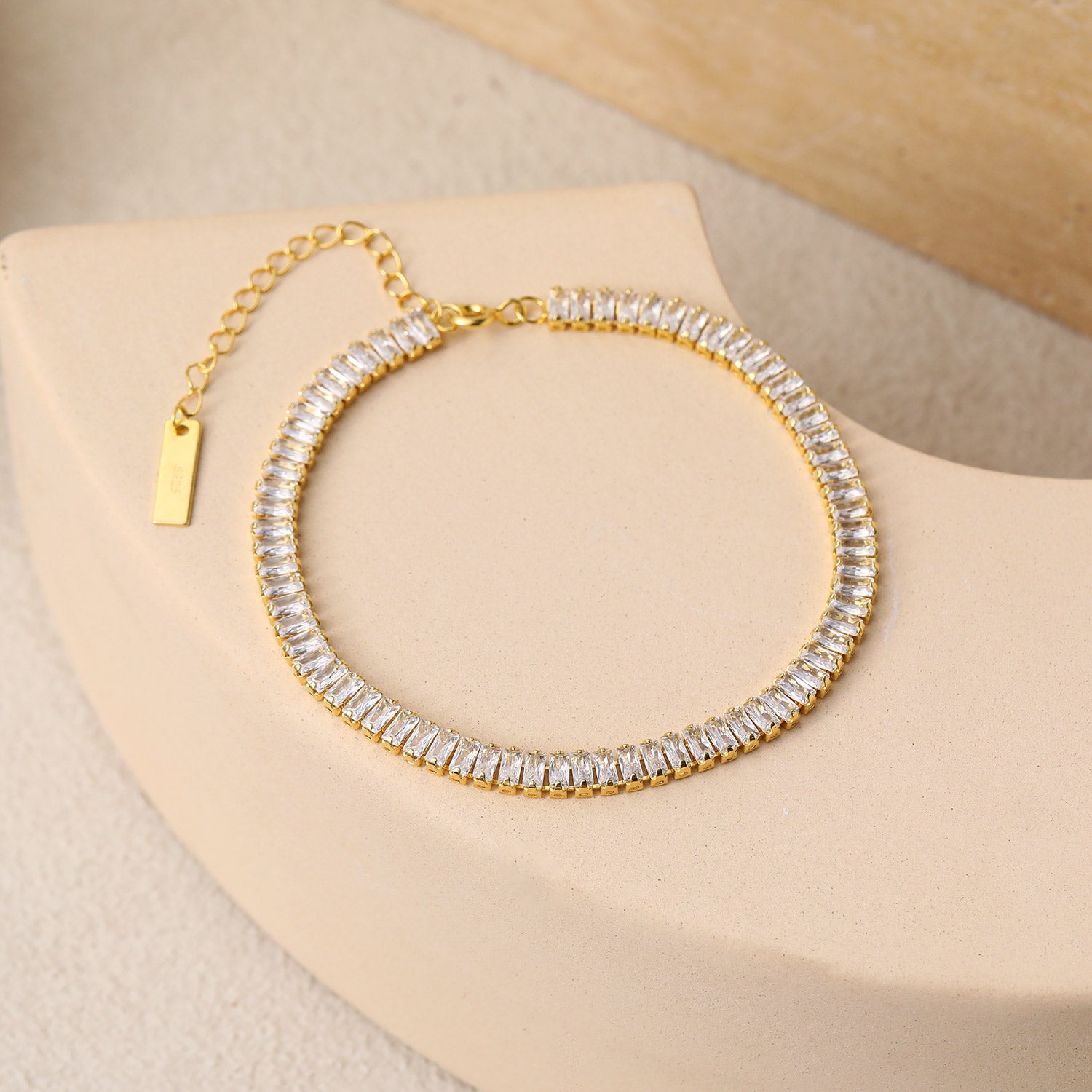 Elegant Rectangle Cubic Zirconia Geometry Silver Sil