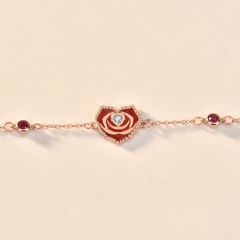 Beautiful Red Cubic Zirconia Rose Gold Silver