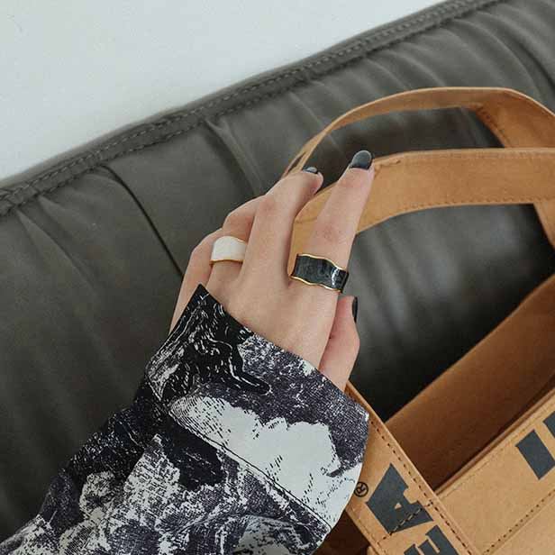 Irregular Wide Silver Adjustable Ring