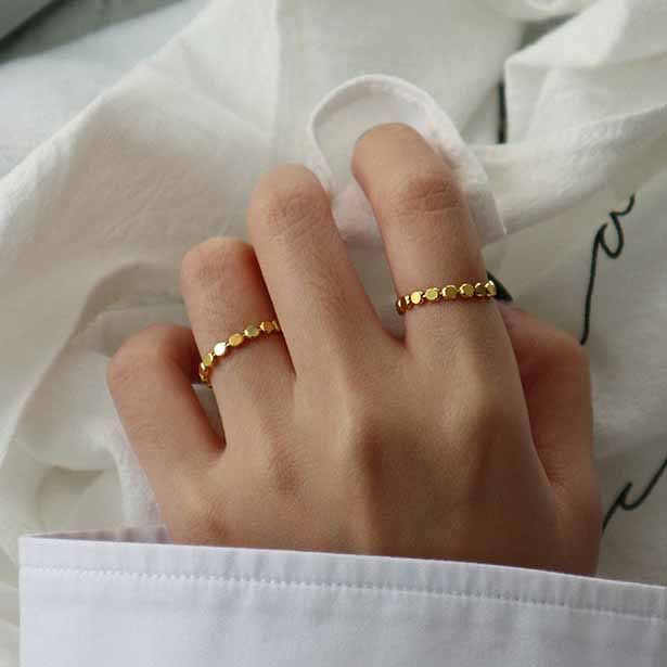 Geometry Oblate Bead Silver Ring