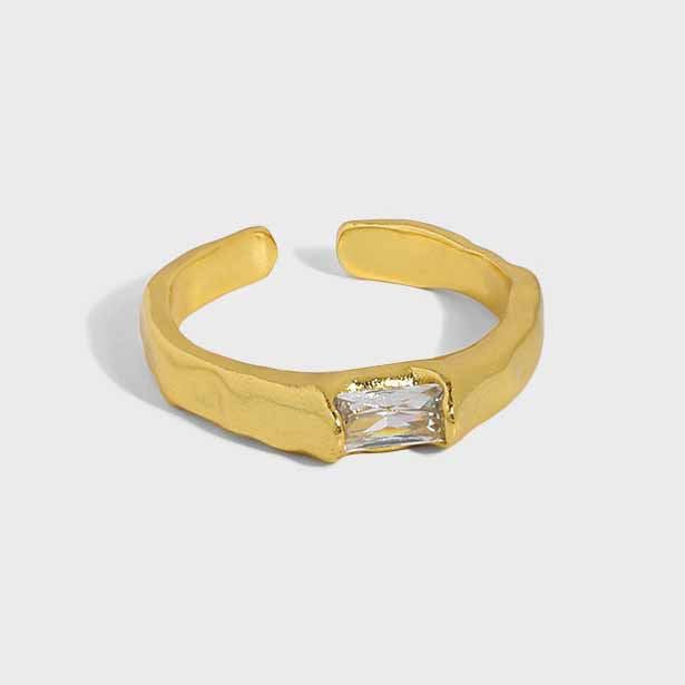 Simple Geometry Cubic Zirconia Rectangle Silver Silv