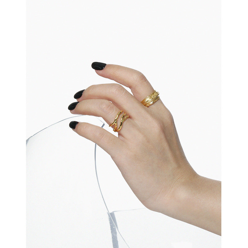 New Irregular River Wave Silver Adjustable Ri