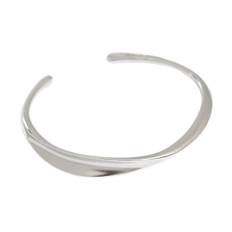 Irregular Twisted Silver Open Bangle