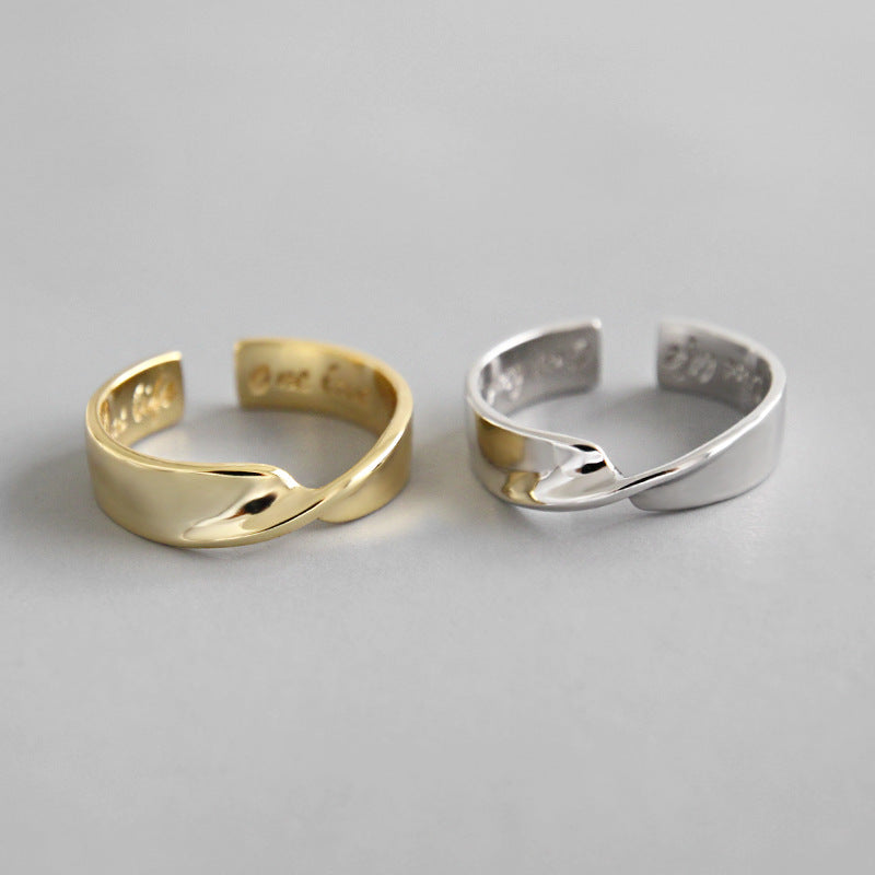 Fashion Twisted Cross Silver Adjustable Ring