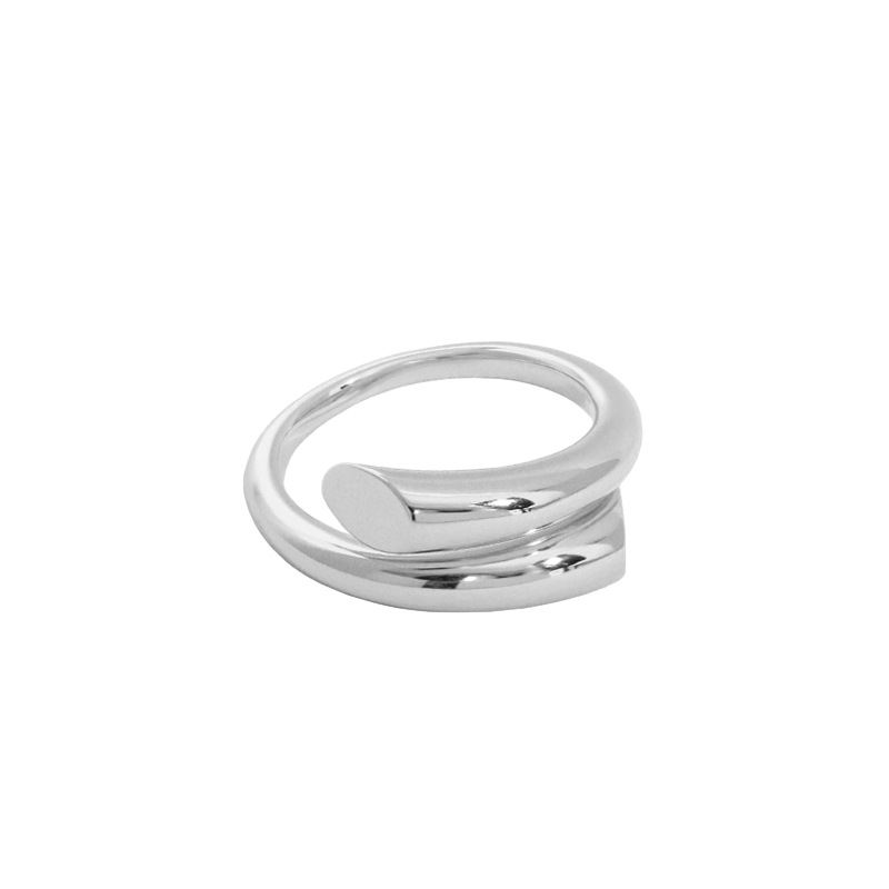 Minimalism Line Crossing Silver Adjustable Ri