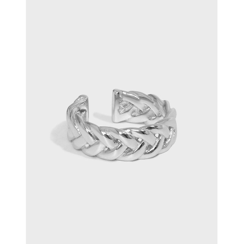 Fashion Hollow Twisted Silver Adjustable Ring