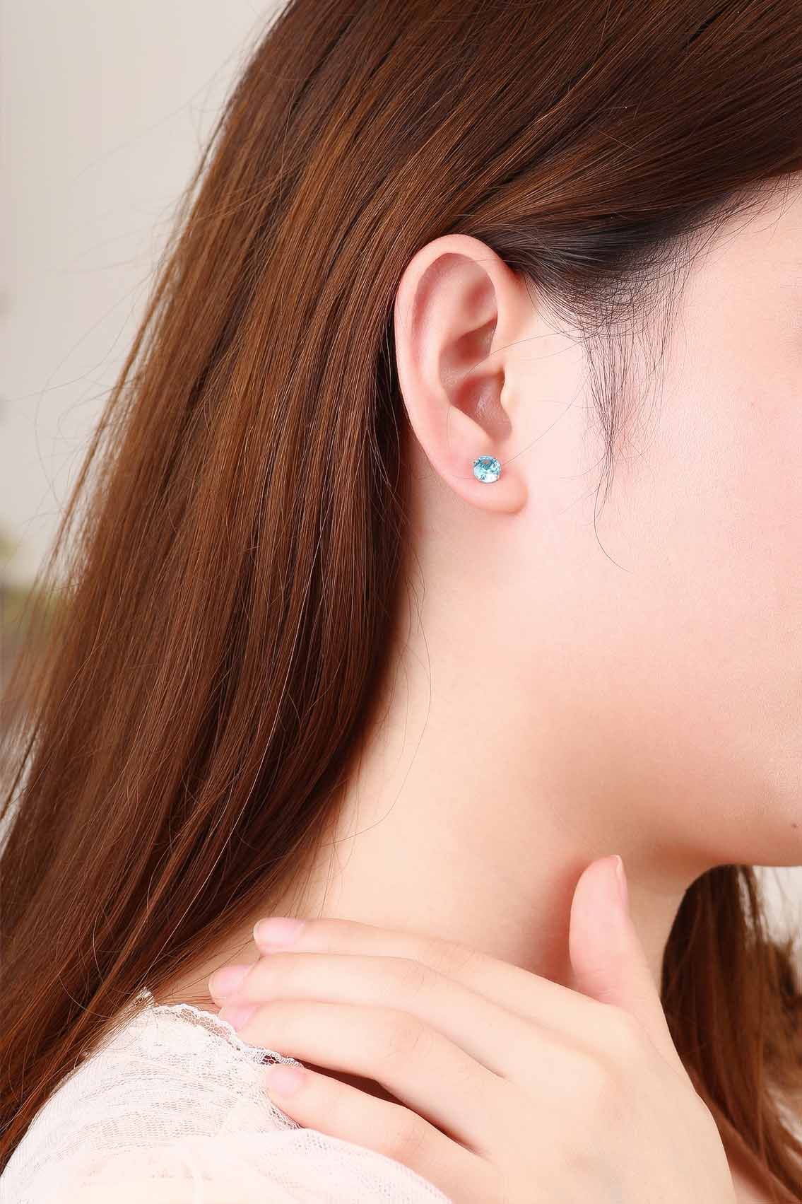 Simple Cubic Zirconia White Silver Round Stud