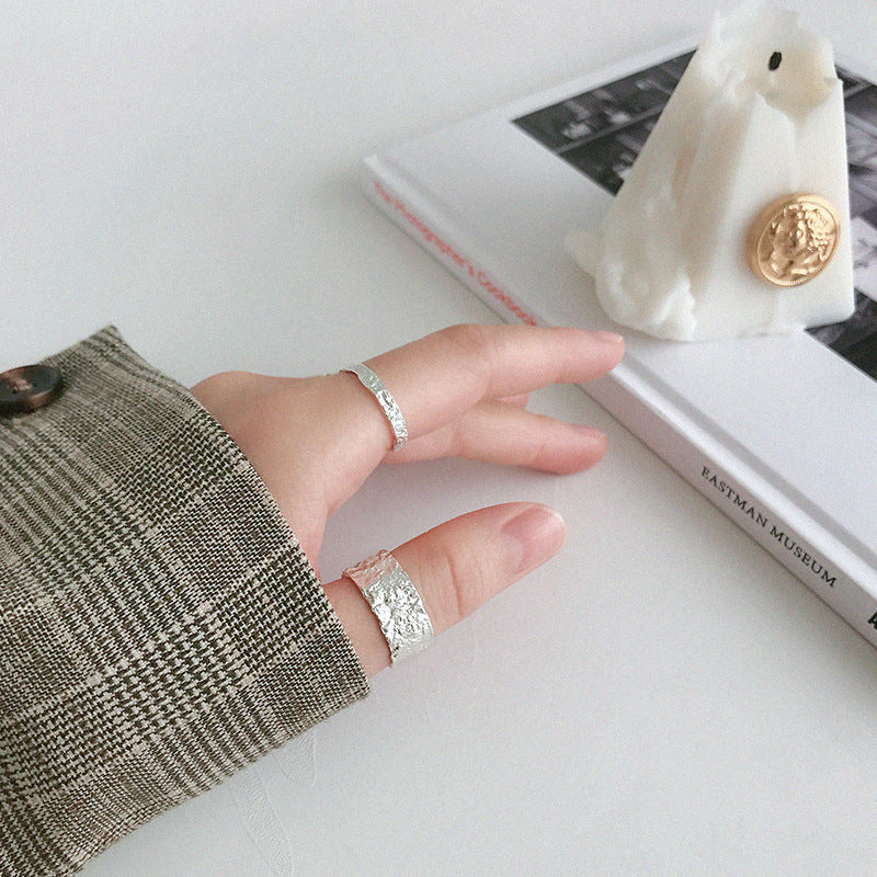 Gift Concave Convex Silver Adjustable Wide Ri