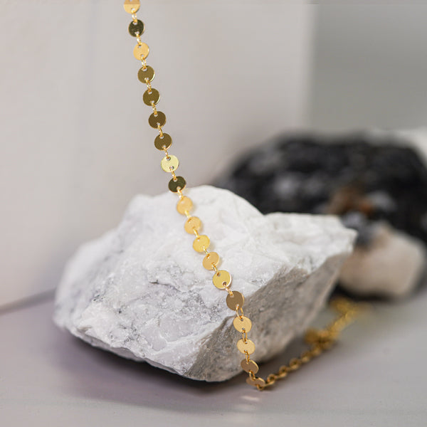 Fashion Geometry Round Diskette Silver Anklet