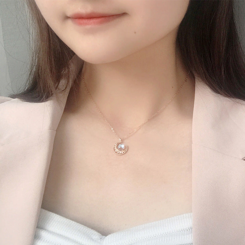 Lady Natural Moonstone Crescent Moon Cubic Zirconia Silver St