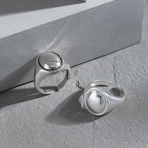 Simple Vintage Geometry Oval Silver Adjustabl