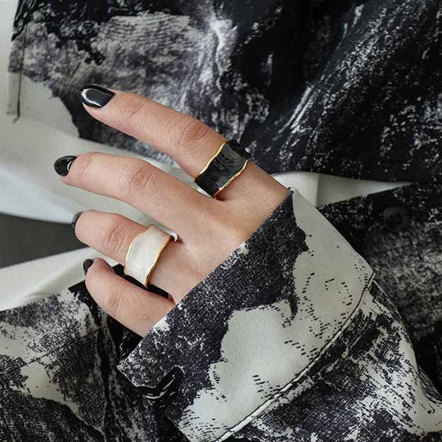 Irregular Wide Silver Adjustable Ring