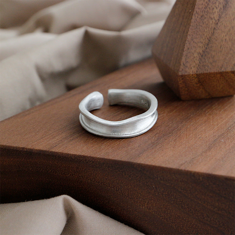 Causal Irregular Concave Silver Adjustable Ri