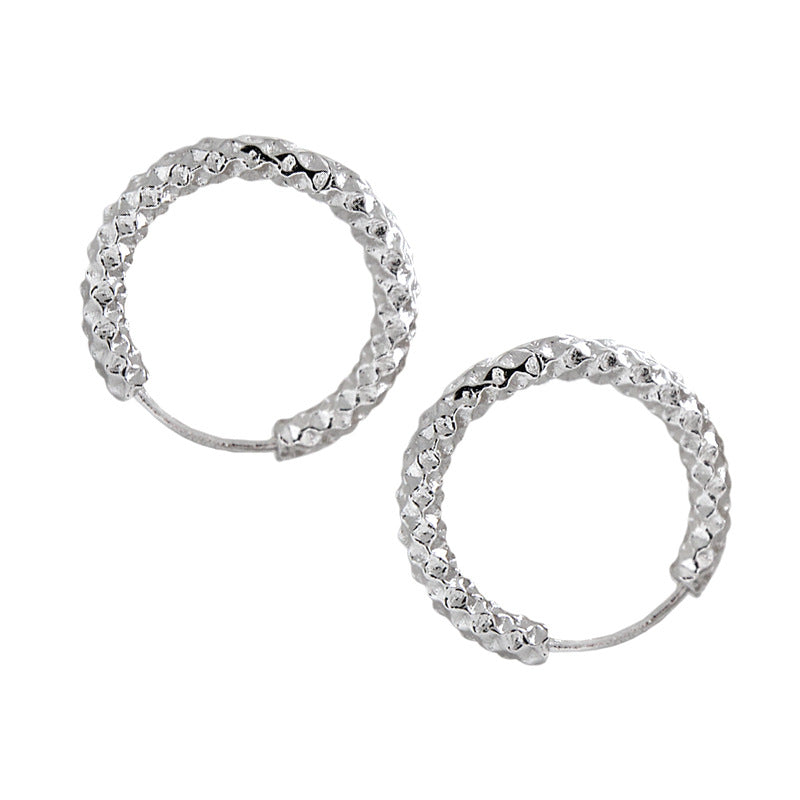 Modern Circle Silver Hoop Earrings