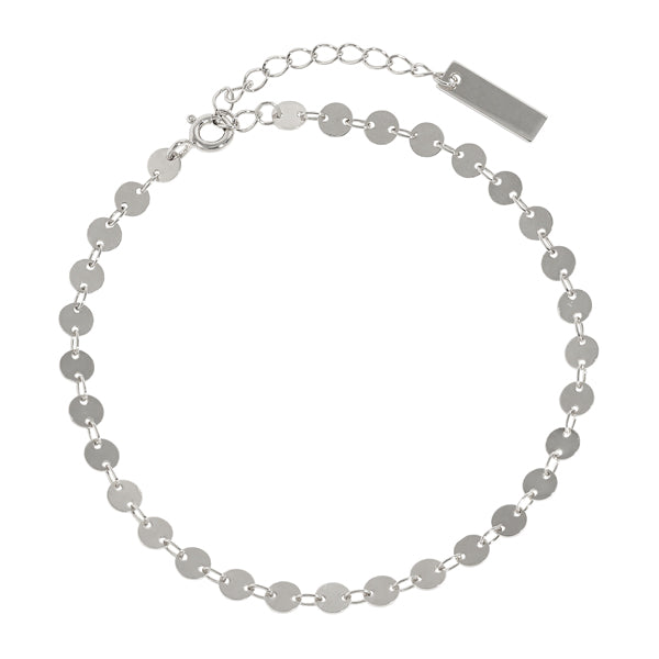 Fashion Geometry Round Diskette Silver Anklet