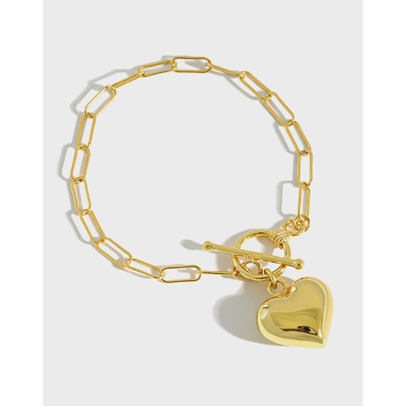 Girl Hollow Chain Heart Silver Bracelet
