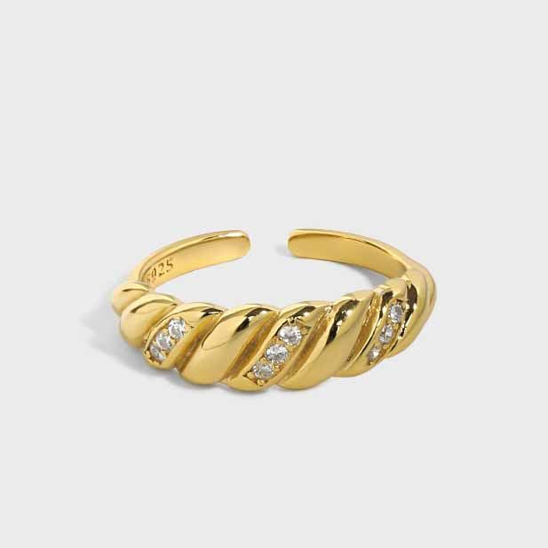 Fashion Twisted Cubic Zirconia Silver Adjusta