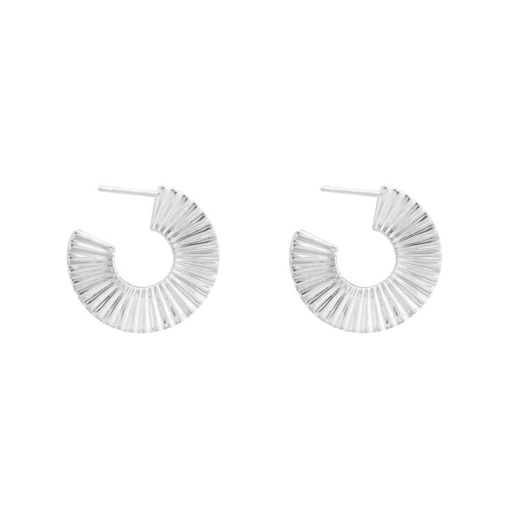 Women Sector Circle Silver Hoop Earrings