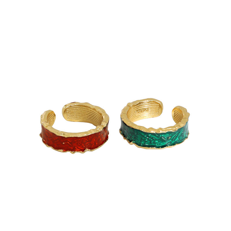 Holiday Epoxy Irregular Silver Adjustable Rin