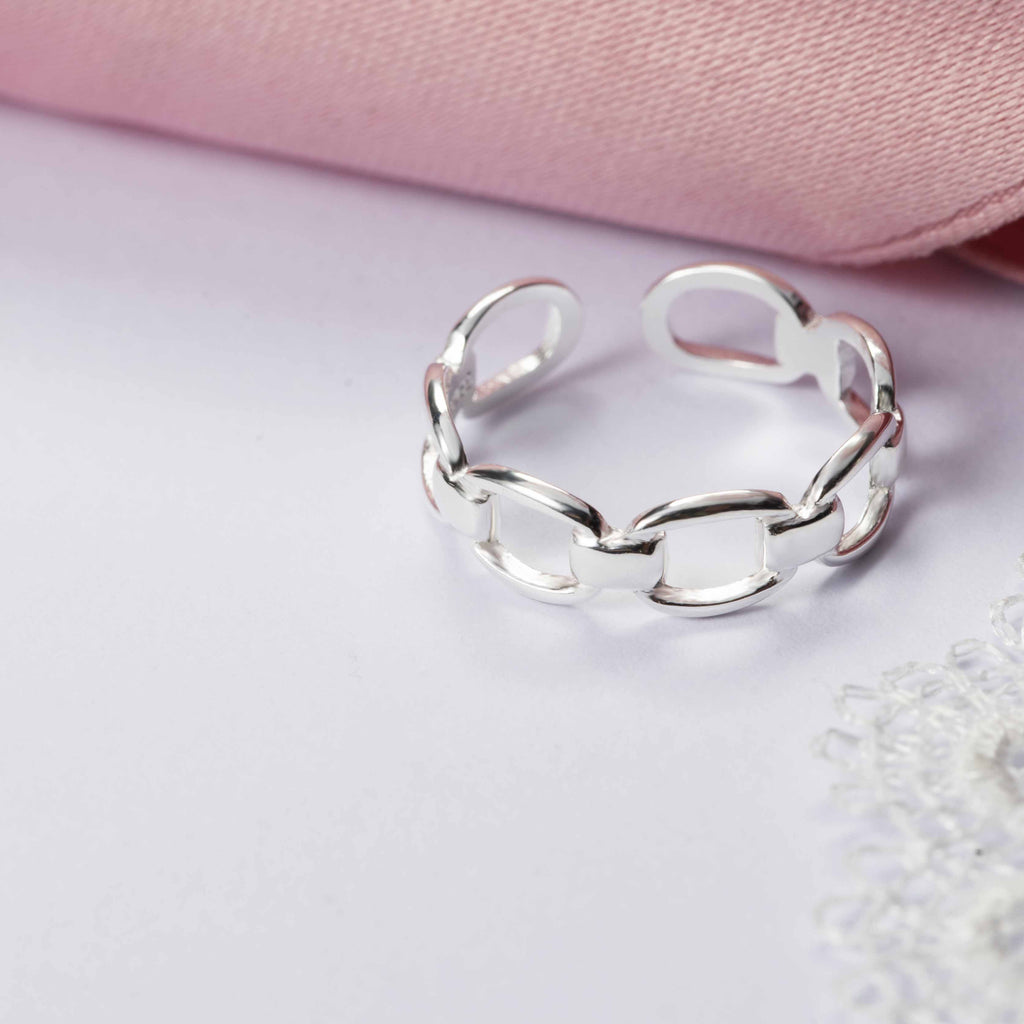 Hollow Geometric Bamboo Chain Silver Adjustab