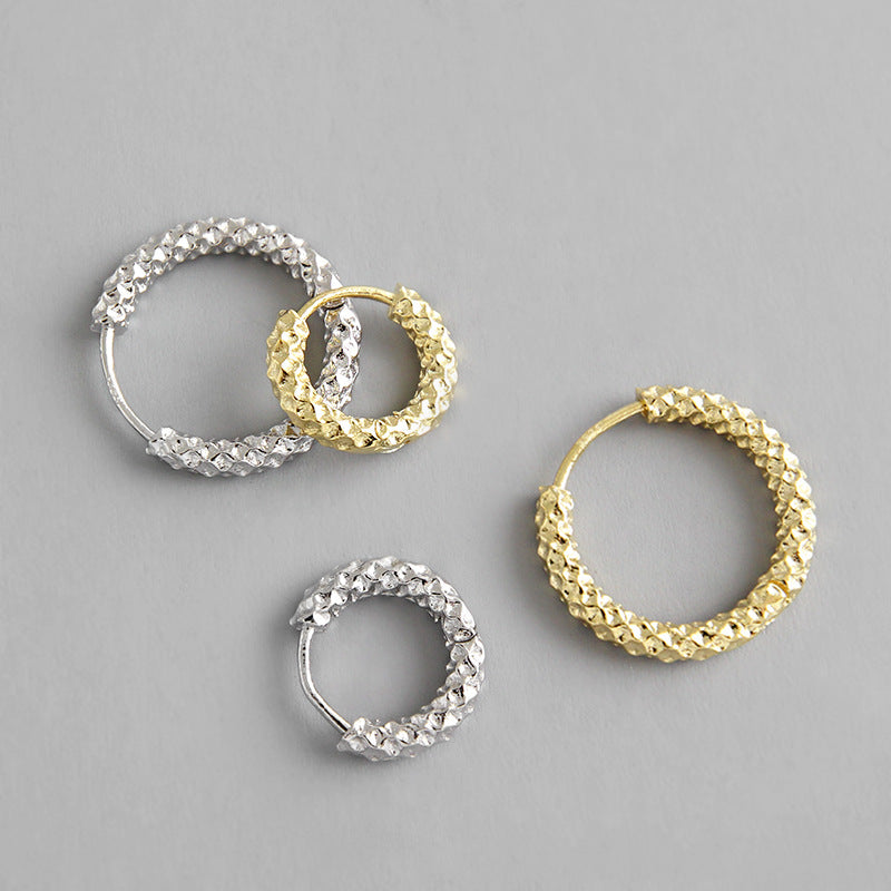 Modern Circle Silver Hoop Earrings