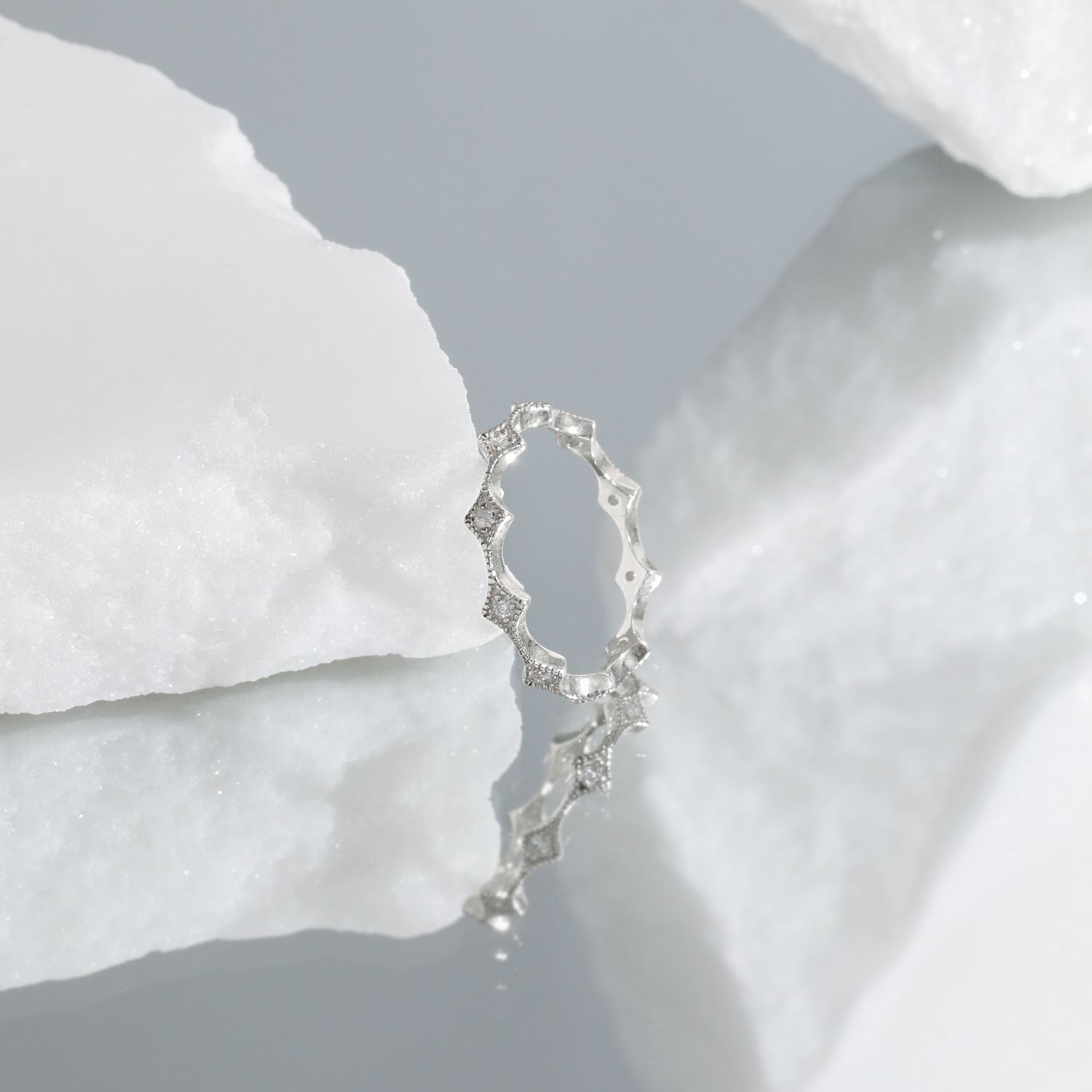 Elegant Geometry Micro Setting Cubic Zirconia Rhombus Silver