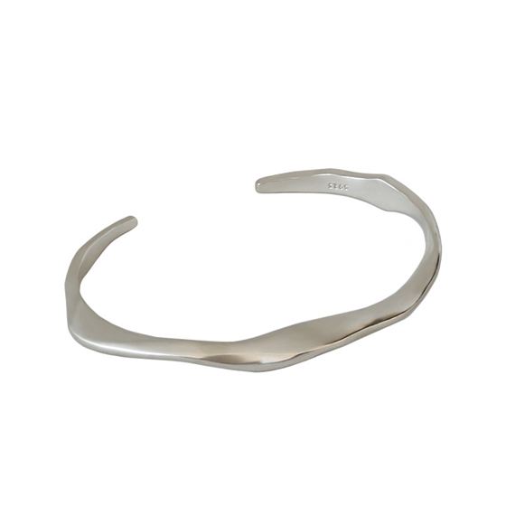 New Irregular Silver Open Bangle