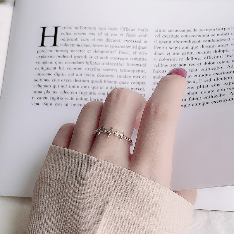 Simple Shining Cubic Zirconia Quadrangular Stars Silver Sterl