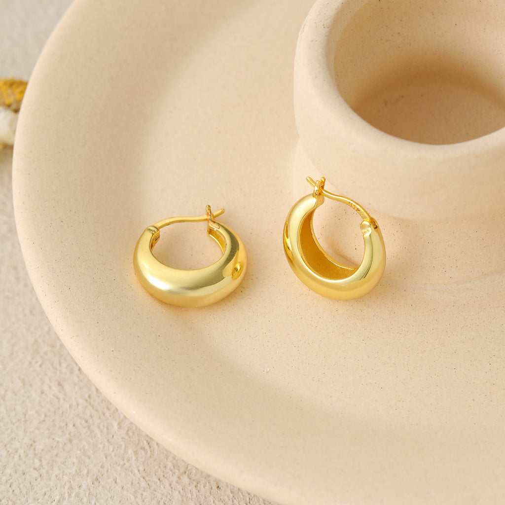 Geometry Round Circle Silver Hoop Earrings