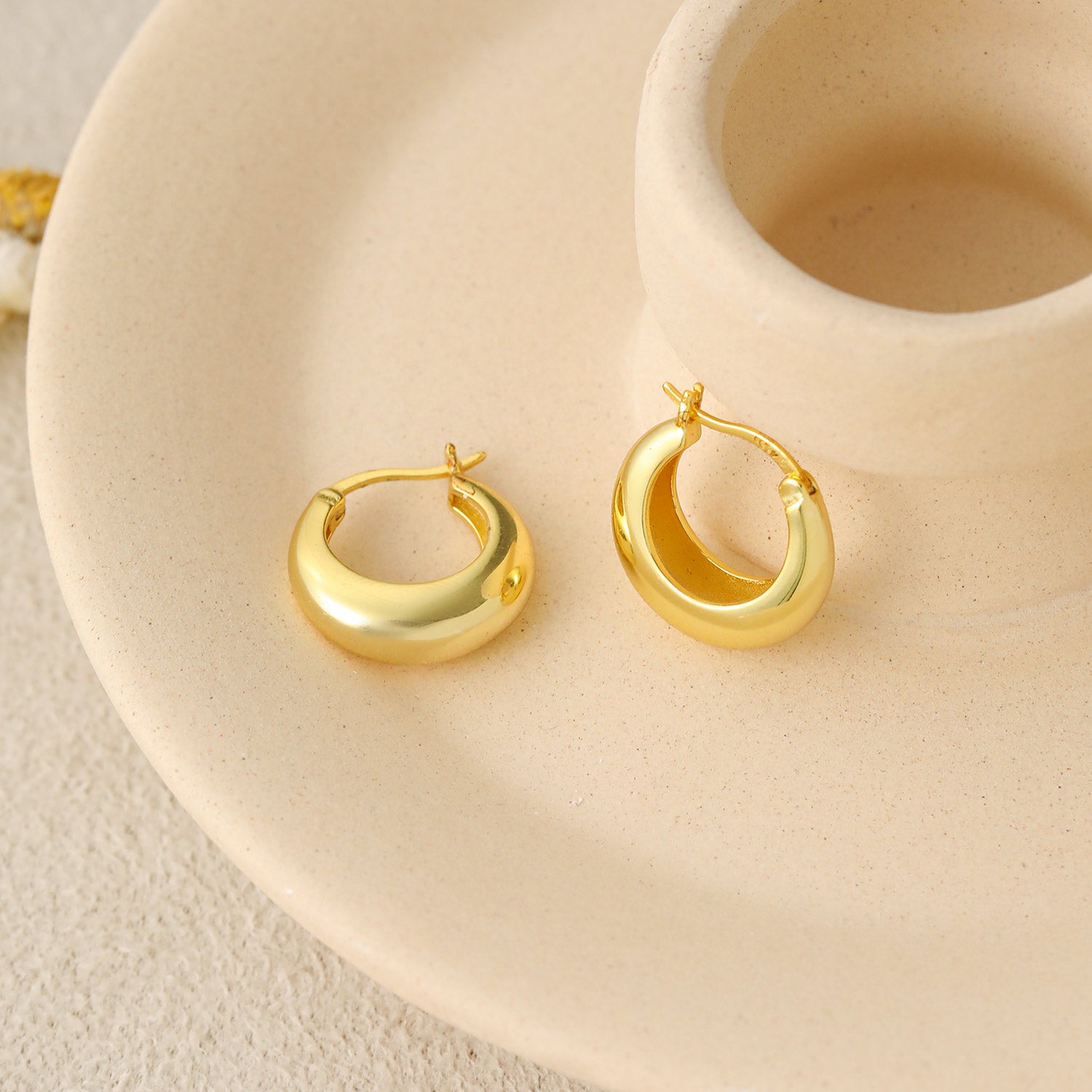 Geometry Round Circle Silver Hoop Earrings