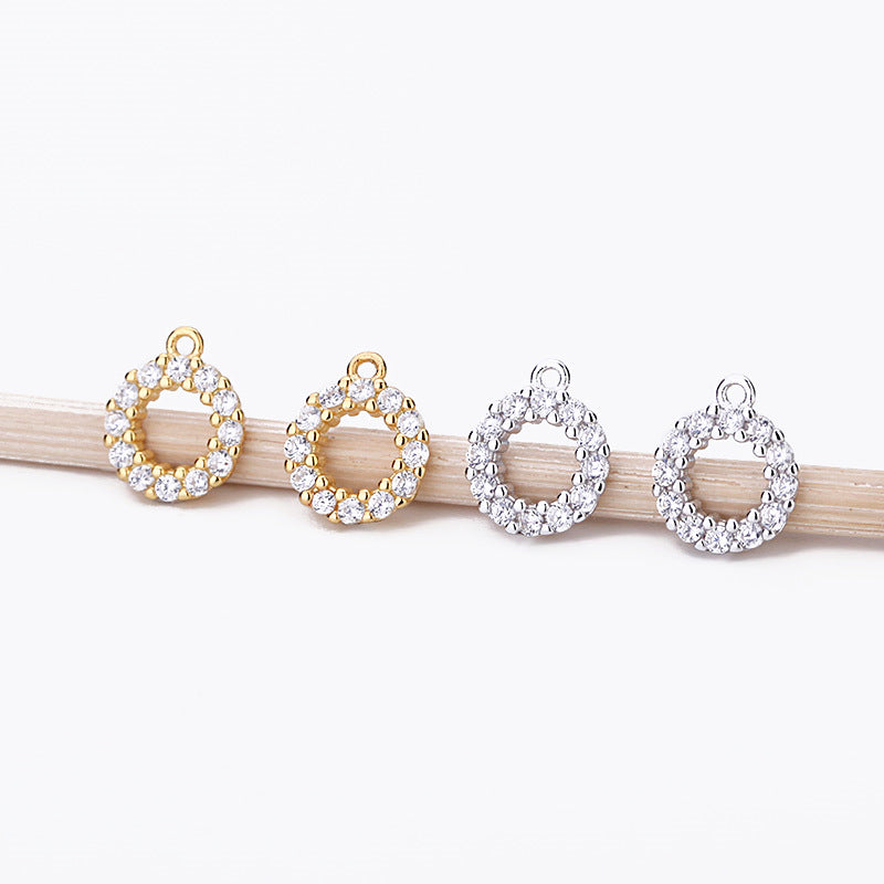 Silver Fashion Round Cubic Zirconia Diy Earring Pendant Sterl