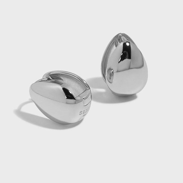 Lady Waterdrop Falling Silver Hoop Earrings