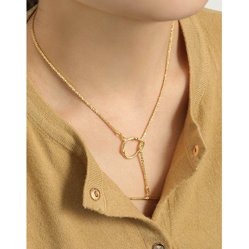 Office Popcorn Chain Ot Shape Silver Necklace