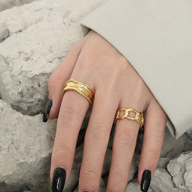 Fashion Irregular Wrinkle Texture Silver Adju