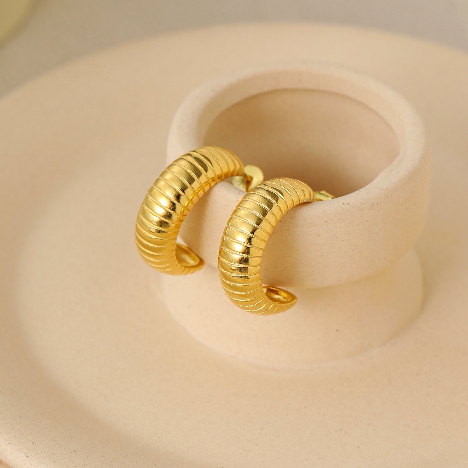 Hot C Shape Tube Silver Hoop Earrings