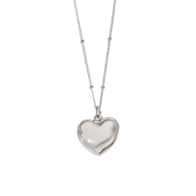 Fashion Irregular Heart Love Silver Necklace