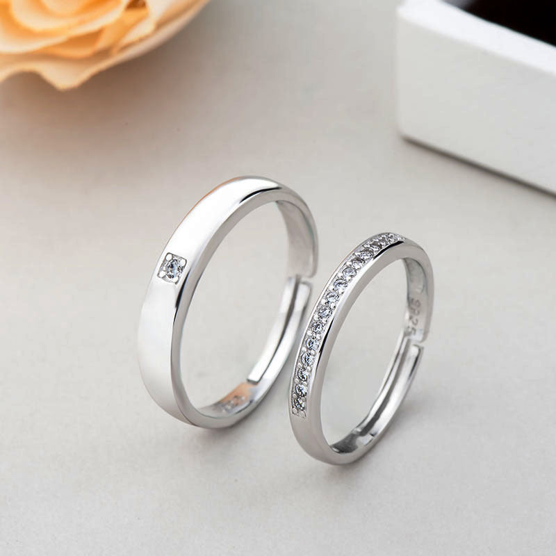 Minimalist Cubic Zirconia Lines Silver Adjust