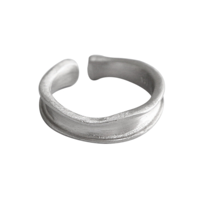 Causal Irregular Concave Silver Adjustable Ri